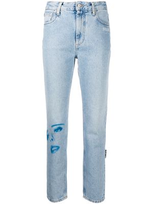 Off-White printed faces straight-leg jeans - Blue