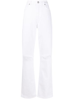 ETRO distressed straight-leg jeans - White