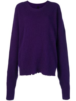 UNRAVEL PROJECT oversized distressed crew-neck sweater - Purple