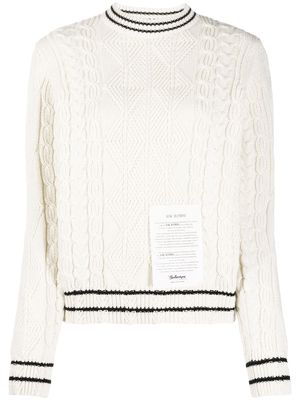 Ballantyne logo-patch cable-knit jumper - Neutrals