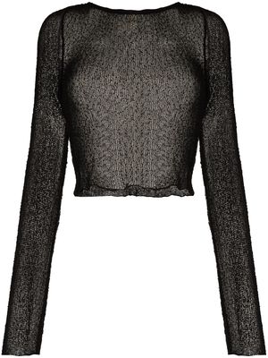 Ambra Maddalena Beckie long-sleeve cropped top - Black