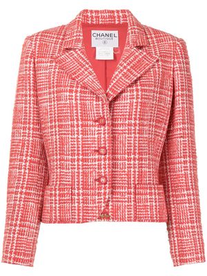Chanel Pre-Owned 1997 notched lapels plaid blazer - Red
