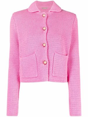 12 STOREEZ crochet-design button-fastening jacket - Pink