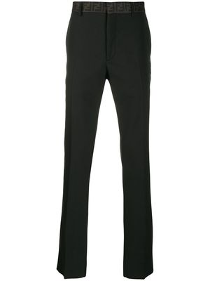 Fendi logo waistband tailored trousers - Black