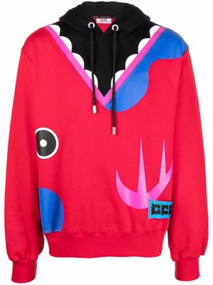 Gcds graphic-print cotton hoodie - Red