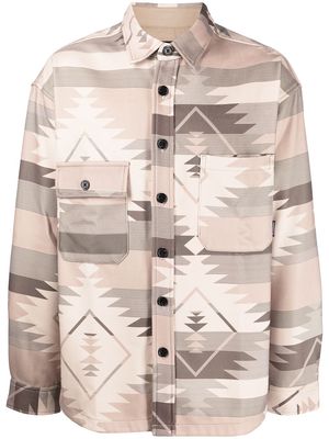 FIVE CM abstract-pattern long-sleeve shirt - Brown