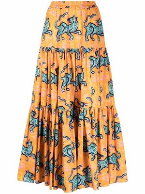 La DoubleJ Crazy Tigers print skirt - Orange