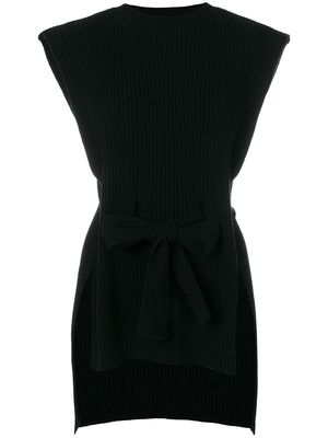 Cashmere In Love ribbed belted sleeveless top - Black