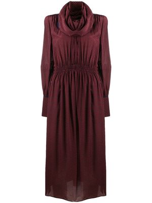 Fendi gingham-print silk midi dress - Red