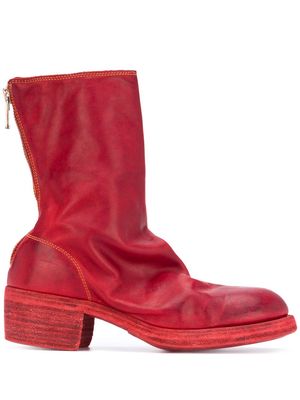 Guidi creased-effect boots - Red