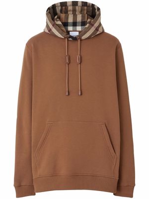 Burberry check-hood cotton-blend hoodie - Brown