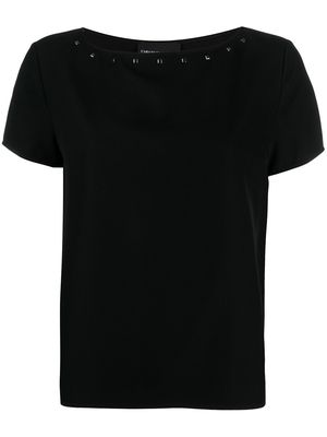 Emporio Armani studded boat neck T-shirt - Black