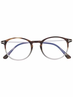 TOM FORD Eyewear two-tone round-frame glasses - Brown