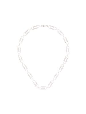 DARKAI paper clip iced out necklace - SILVER