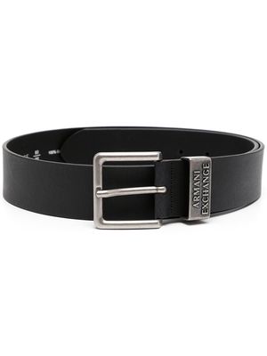 Armani Exchange logo-embossed leather belt - Black