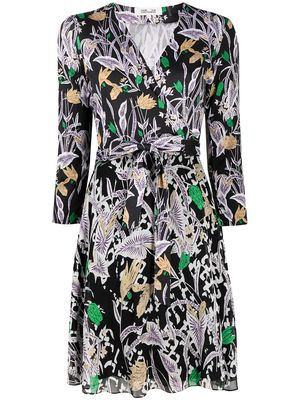 DVF Diane von Furstenberg floral-print silk wrap dress - Black