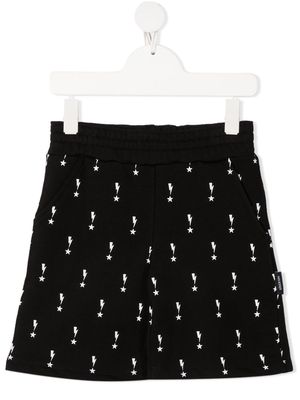 Neil Barrett Kids lightning bolt-print track shorts - Black