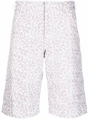 Black Comme Des Garçons leopard-print shorts - White