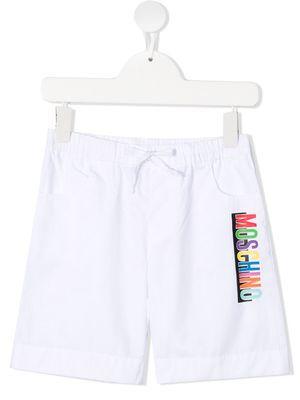 Moschino Kids logo print detail shorts - White