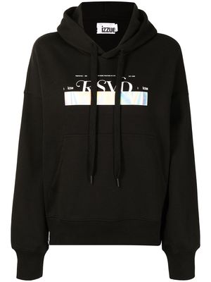 izzue logo-print oversized hoodie - Black