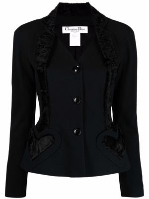 Christian Dior 1990s pre-owned heart appliqué blazer - Black