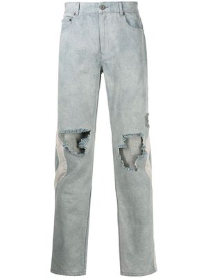 Mostly Heard Rarely Seen ripped straight-leg jeans - Blue