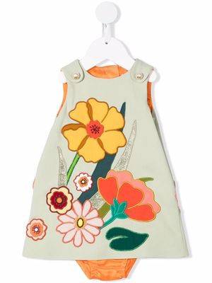 Dolce & Gabbana Kids floral-embroidered sleeveless dress - Green