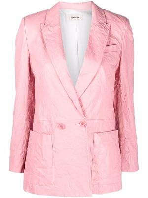 Zadig&Voltaire double-breasted leather blazer - Pink