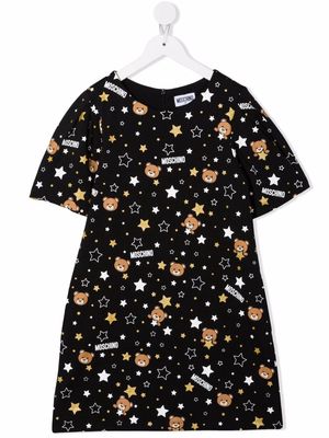 Moschino Kids teddy bear-motif cotton dress - Black