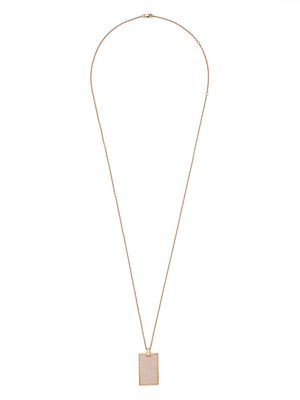 AS29 18kt rose gold large pave diamond tag necklace