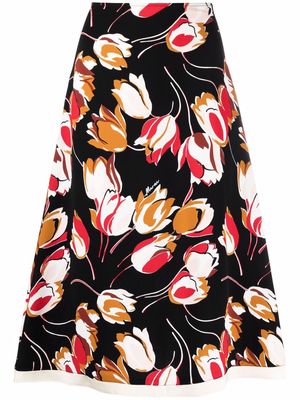 Marni floral-print midi skirt - Black