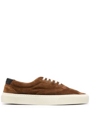 Saint Laurent textured-finish lace-up sneakers - Brown