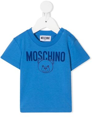 Moschino Kids Teddy Bear-print cotton T-shirt - Blue