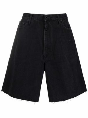 Off-White logo patch denim shorts - Black