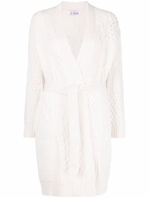 MC2 Saint Barth Daba multi-knit belted cardi-coat - White
