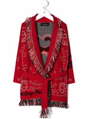 Alanui Kids It's Only Rock N' Roll fringed cardigan - Red