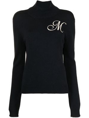 Monse embroidered-logo open-back jumper - Blue