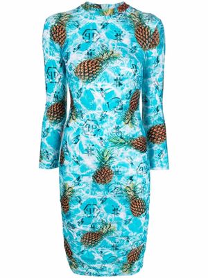 Philipp Plein Pineapple Skies short dress - Blue