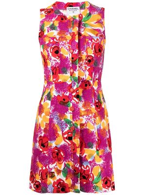 Chanel Pre-Owned 1997 floral mini summer dress - Purple