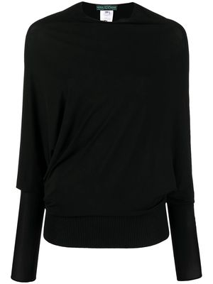 Herve L. Leroux long-sleeve draped blouse - Black