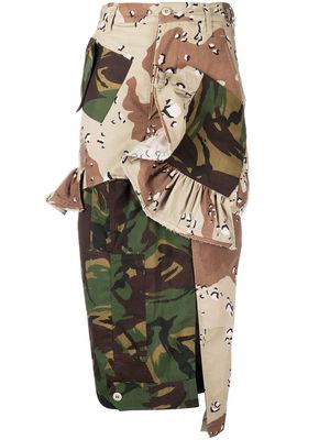 Preen By Thornton Bregazzi patchwork camouflage-print pencil skirt - Green