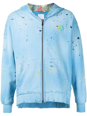 Alchemist distressed zip-front hoodie - Blue