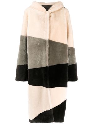Liska hooded single-breasted coat - Neutrals