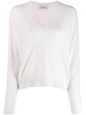 Laneus v-neck knitted top - White