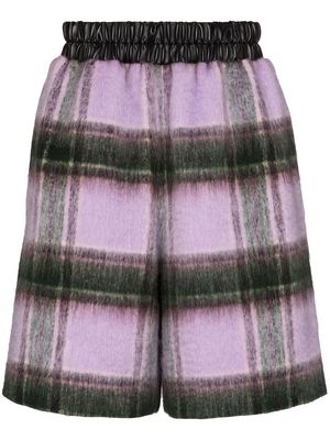 DUOltd checked high-waisted shorts - Purple