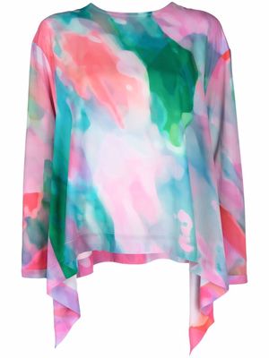 HENRIK VIBSKOV abstract-print handkerchief-hem blouse - Pink