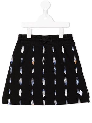 Marcelo Burlon County Of Milan Kids A-line feather print skirt - Black
