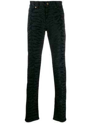 Saint Laurent zebra printed skinny jeans - Black