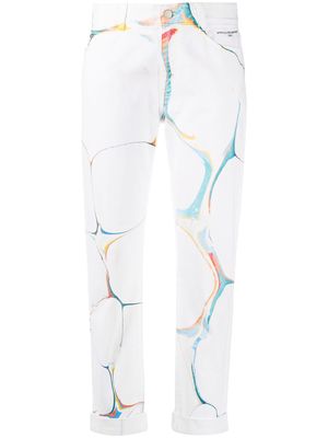Stella McCartney marble-print straight-leg jeans - White