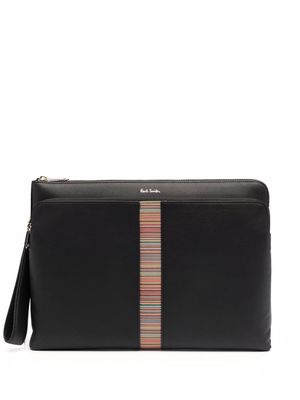 PAUL SMITH artist-stripe leather clutch bag - Black